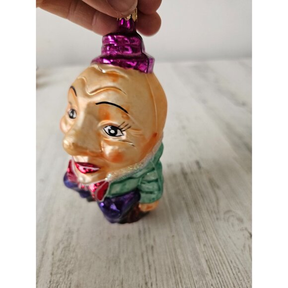 Vintage radko eggbert Humpty Dumpty fairytale ornament glass Xmas log tree - Picture 5 of 9